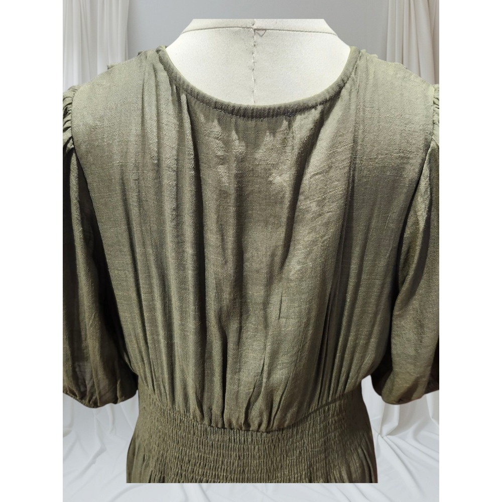 J GEE Womens Petite-XL Dress Gold Tiered Ruffle Peasant Cottage Farm Boho Smock - Picture 6 of 12
